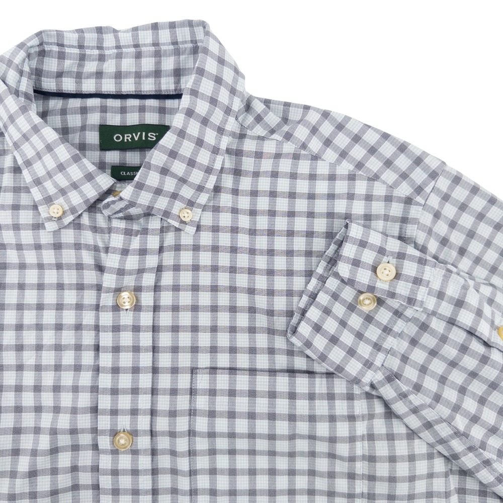 Orvis Men's Medium Comfort‎ Zone Long Sleeve Button Down Blue Gray Plaid Shirt